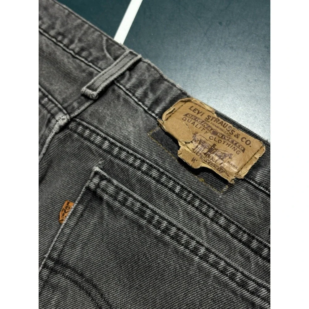 Vintage Levis 505 Orange Tab Jeans Men's 35x32 Faded Black Straight‎ Leg 90s USA